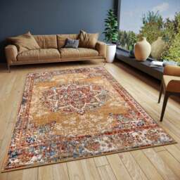 Rackhams Orient Maderno Medallion Design Yellow Rug - 80X120 cm - thumbnail 5