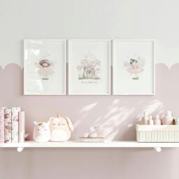 Rackhams Nursery Prints - Set of 3 wall art prints - A2 16.54 x 23.39 in / 42 x 59.4 cm - Satin Photo paper 280 gsm - Oak Frame - thumbnail 6