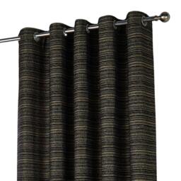 Rackhams Jupiter Chenille Eyelet Curtains - Black/Gold - 168cm x 183cm - Black/Gold - 100% Polyester - thumbnail 2