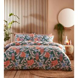 Rackhams Cypressa Floral Duvet Cover Set - Jade - King - Jade - 50% Cotton/50% Polyester - thumbnail 3