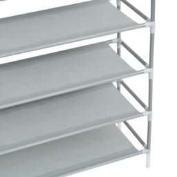 Rackhams Shoe Rack with 10 Shelves Metal and Non-woven Fabric Silver - thumbnail 5
