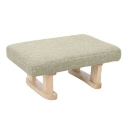 Rackhams Khaki Linen Upholstered Footstool with Wooden Legs - Khaki - thumbnail 3
