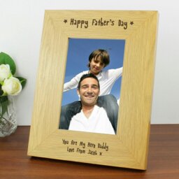 Rackhams Personalised Oak Finish 6x4 Happy Fathers Day Photo Frame