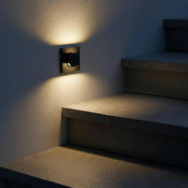 Rackhams 3 Watt Black Recessed Outdoor Wall Light - image 1