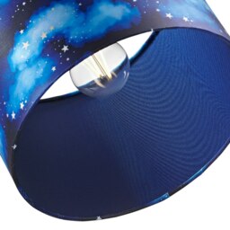 Rackhams Modern Navy Blue Childrens Lamp Shade with Bright Gold Stars and White Clouds - thumbnail 4