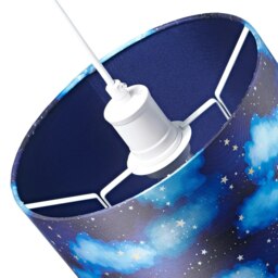 Rackhams Modern Navy Blue Childrens Lamp Shade with Bright Gold Stars and White Clouds - thumbnail 5