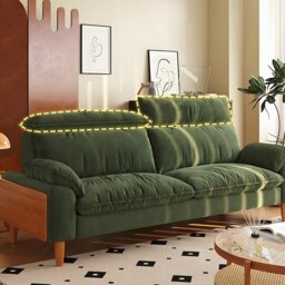 Rackhams Rodríguez Two Seater, Three Seater, Four Seater Corduroy Sofa, Green, Ash Wood - 330cm - thumbnail 2