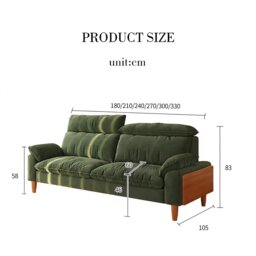 Rackhams Rodríguez Two Seater, Three Seater, Four Seater Corduroy Sofa, Green, Ash Wood - 330cm - thumbnail 5
