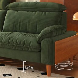 Rackhams Rodríguez Two Seater, Three Seater, Four Seater Corduroy Sofa, Green, Ash Wood - 330cm - thumbnail 4