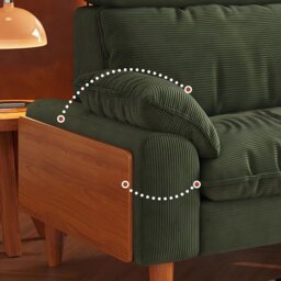 Rackhams Rodríguez Two Seater, Three Seater, Four Seater Corduroy Sofa, Green, Ash Wood - 330cm - thumbnail 3