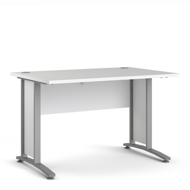 Rackhams Prima Desk 120 cm in White with Silver grey steel legs - White & Grey - 80.1 - 75 - image 1