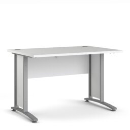Rackhams Prima Desk 120 cm in White with Silver grey steel legs - White & Grey - 80.1 - 75