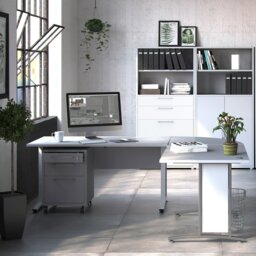 Rackhams Prima Desk 120 cm in White with Silver grey steel legs - White & Grey - 80.1 - 75 - thumbnail 5