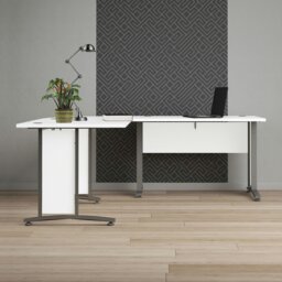 Rackhams Prima Desk 120 cm in White with Silver grey steel legs - White & Grey - 80.1 - 75 - thumbnail 6