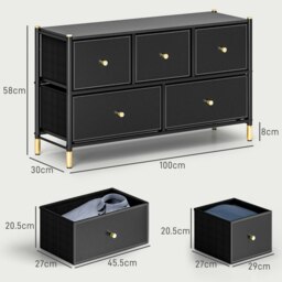 Rackhams Fabric Chest of Drawers with PU Leather Surface, for Bedroom - thumbnail 4