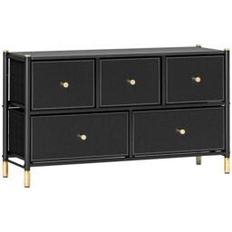 Rackhams Fabric Chest of Drawers with PU Leather Surface, for Bedroom - thumbnail 3