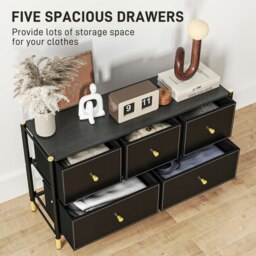 Rackhams Fabric Chest of Drawers with PU Leather Surface, for Bedroom - thumbnail 5
