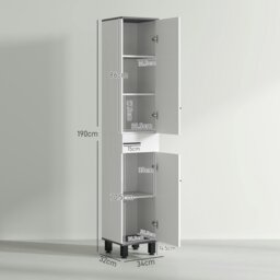 Rackhams Bathroom Cabinet with Adjustable Shelves, Double Doors and Drawer - White - thumbnail 5