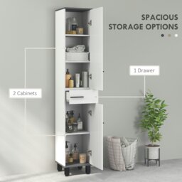Rackhams Bathroom Cabinet with Adjustable Shelves, Double Doors and Drawer - White - thumbnail 3