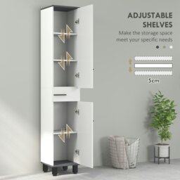 Rackhams Bathroom Cabinet with Adjustable Shelves, Double Doors and Drawer - White - thumbnail 4