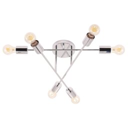 Rackhams Industrial Designer Styled Polish Chrome Ceiling Light with Straight Metal Arms - thumbnail 2