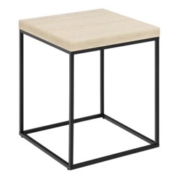 Rackhams Barossa Coffee Table with Travertine Rough Paper Top & Black Powder Steel Base 40cm - Black and Natural - Beige - 40 - thumbnail 1