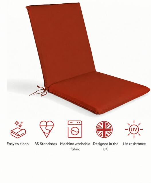 Rackhams SP Range Low Back Recliner Pad Garden Cushion - TERRACOTTA - image 1