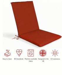 Rackhams SP Range Low Back Recliner Pad Garden Cushion - TERRACOTTA - thumbnail 1