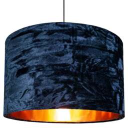 "Rackhams Modern Midnight Blue Crushed Velvet 14"" Table/Pendant Shade with Copper Inner" - thumbnail 5