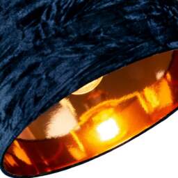 "Rackhams Modern Midnight Blue Crushed Velvet 14"" Table/Pendant Shade with Copper Inner" - thumbnail 4