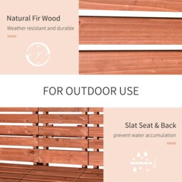 Rackhams Convertable 3-Seater Wood Bench Table Garden w/ Armrests Orange - thumbnail 5
