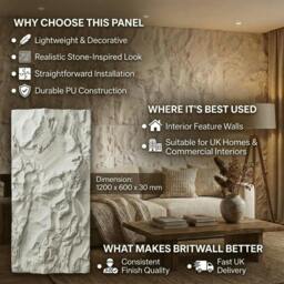 Rackhams Light Stone Crushed Texture PU Wall Panel Pack of 3 – Crushed Texture - thumbnail 2