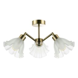 Rackhams Traditional Ceiling Light Fitting with Frosted Scallop Glass Shades