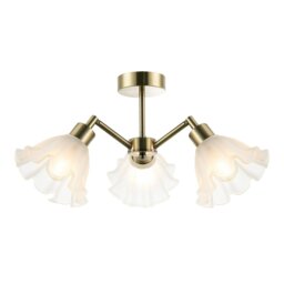 Rackhams Traditional Ceiling Light Fitting with Frosted Scallop Glass Shades - thumbnail 2