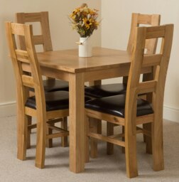 Rackhams Oslo 90 x 90cm Small Square Oak Dining Set with 4 Yale Oak Chairs - 1 - Natural Oak - 4 chairs - thumbnail 1