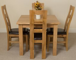 Rackhams Oslo 90 x 90cm Small Square Oak Dining Set with 4 Yale Oak Chairs - 1 - Natural Oak - 4 chairs - thumbnail 2