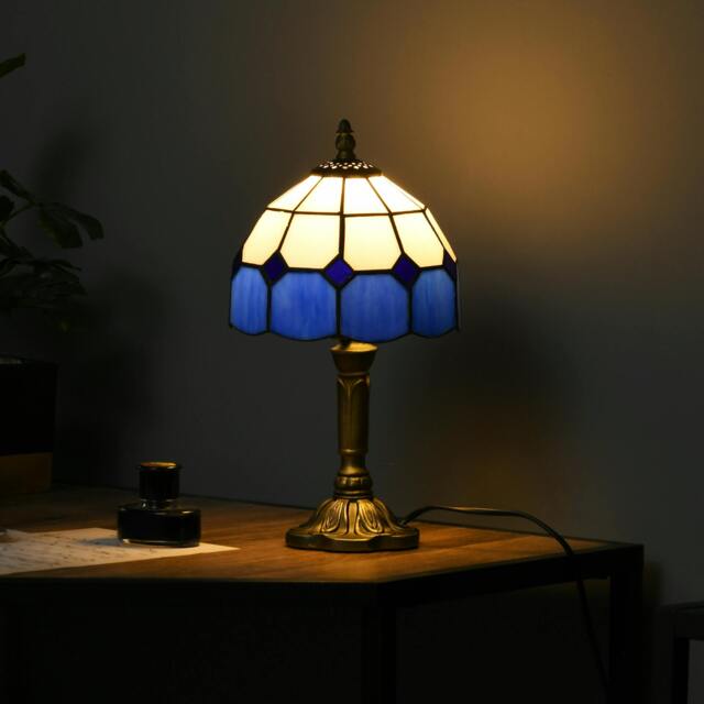 Rackhams Antique Table Lamp, for Bedroom Bedside, Blue - image 1