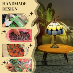 Rackhams Antique Table Lamp, for Bedroom Bedside, Blue - thumbnail 5