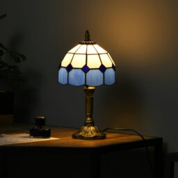 Rackhams Antique Table Lamp, for Bedroom Bedside, Blue - thumbnail 3