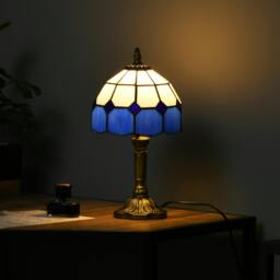 Rackhams Antique Table Lamp, for Bedroom Bedside, Blue