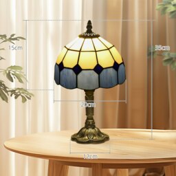 Rackhams Antique Table Lamp, for Bedroom Bedside, Blue - thumbnail 4