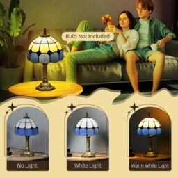 Rackhams Antique Table Lamp, for Bedroom Bedside, Blue - thumbnail 6