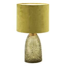 Rackhams Modern Table Lamp with Faceted Glass Base and Olive Green Velvet Shade - thumbnail 6