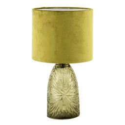 Rackhams Modern Table Lamp with Faceted Glass Base and Olive Green Velvet Shade - thumbnail 5