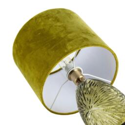 Rackhams Modern Table Lamp with Faceted Glass Base and Olive Green Velvet Shade - thumbnail 4