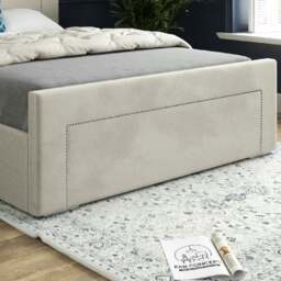 Rackhams Lucca Upholstered Soft Velvet Bed Frame - Cream - Grey - Super king - thumbnail 4