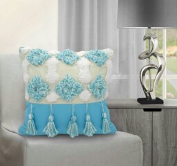 Rackhams Boho Tassle Heavy Tuft Cushion - 43cm x 43cm - Cream - thumbnail 2