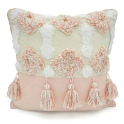 Rackhams Boho Tassle Heavy Tuft Cushion - 43cm x 43cm - Cream - thumbnail 3