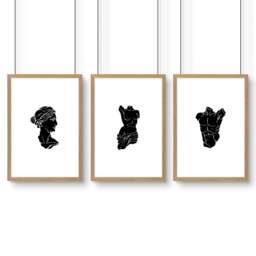 Rackhams Posters With Frames - Set of 3 Sculpture Wall art Prints - A2 16.54 x 23.39 in / 42 x 59.4 cm - Matte museum Quality Art Paper 290 gsm - Oak Frame