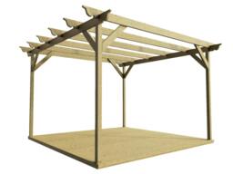 Rackhams Ovolo Wooden Pergola and Decking Kit - Natural (Light Green) - 4.2m x 4.2m - thumbnail 2